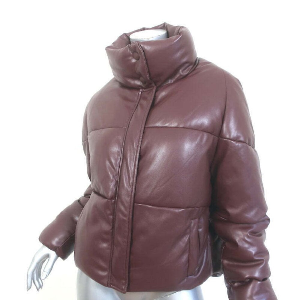 Apparis Jemma Faux Leather Puffer Jacket Cocoa Brown Size Medium NEW - Picture 3 of 8